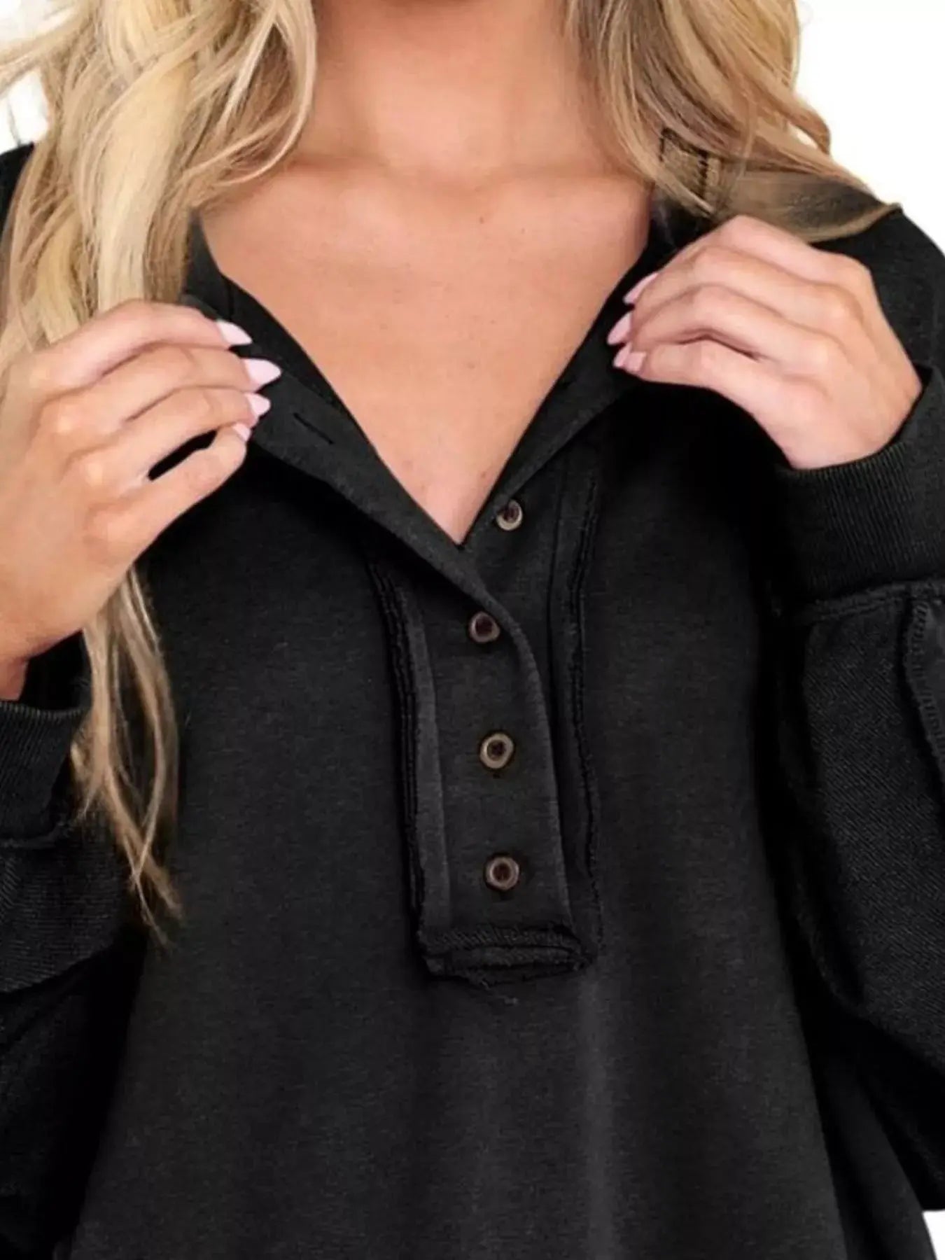 Half Snap Long Sleeve Sweatshirt Simply Love