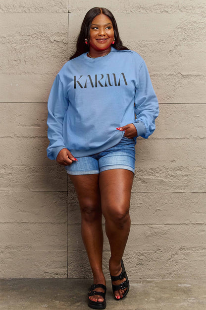 Simply Love Full Size KARMA Graphic Sweatshirt.