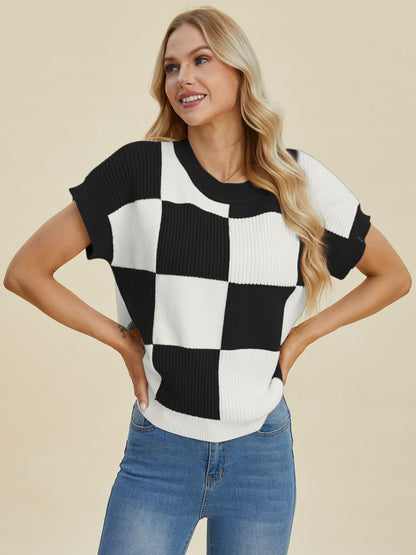 Chic Checkered Sweater - Plus Size