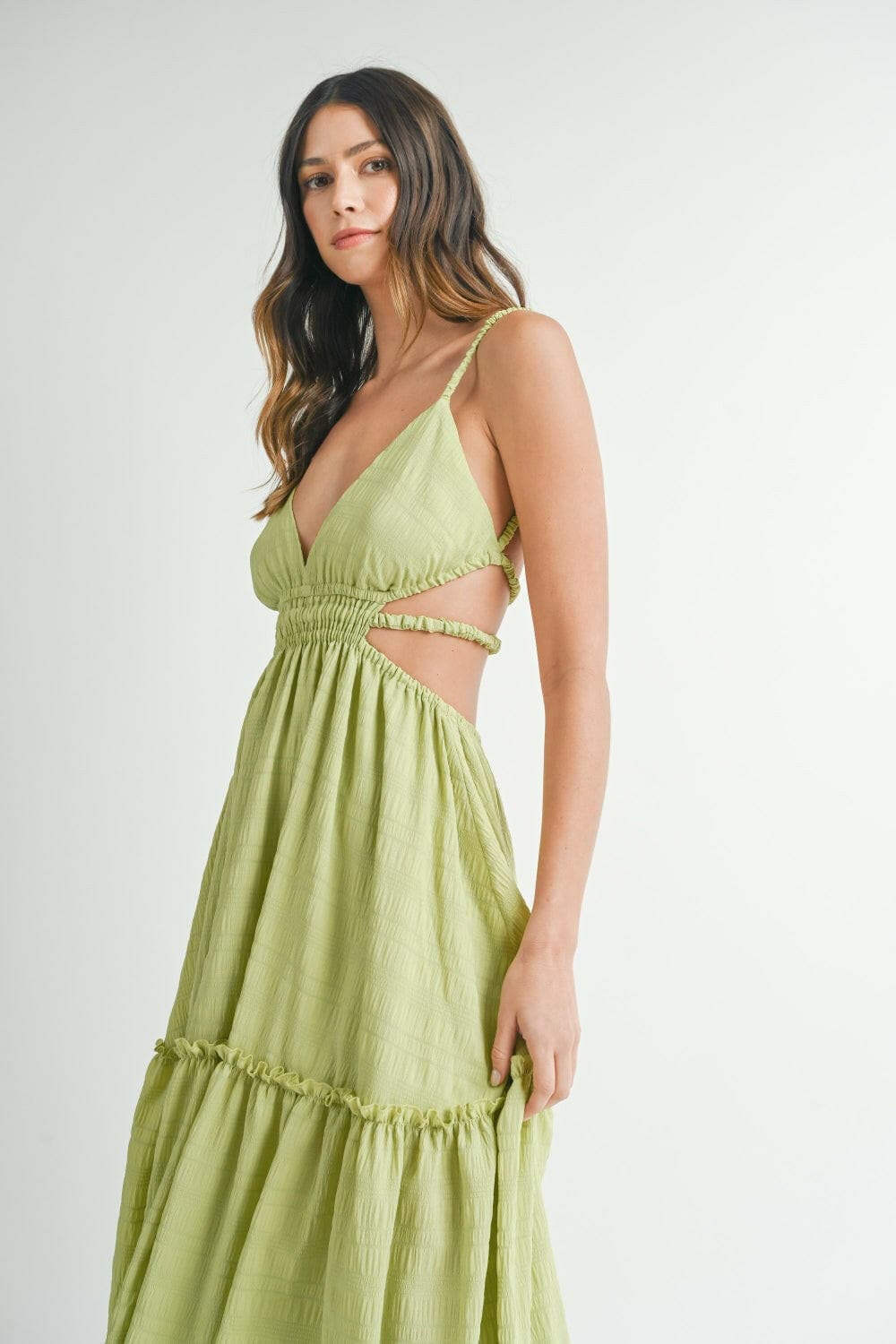 MABLE Cutout Waist Backless Maxi Dress.