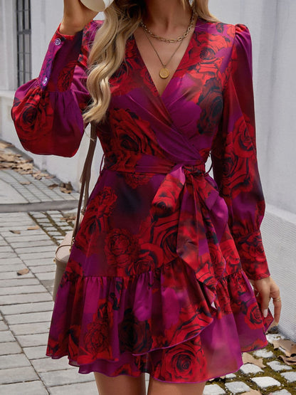 Chic ruffled long sleeve mini dress