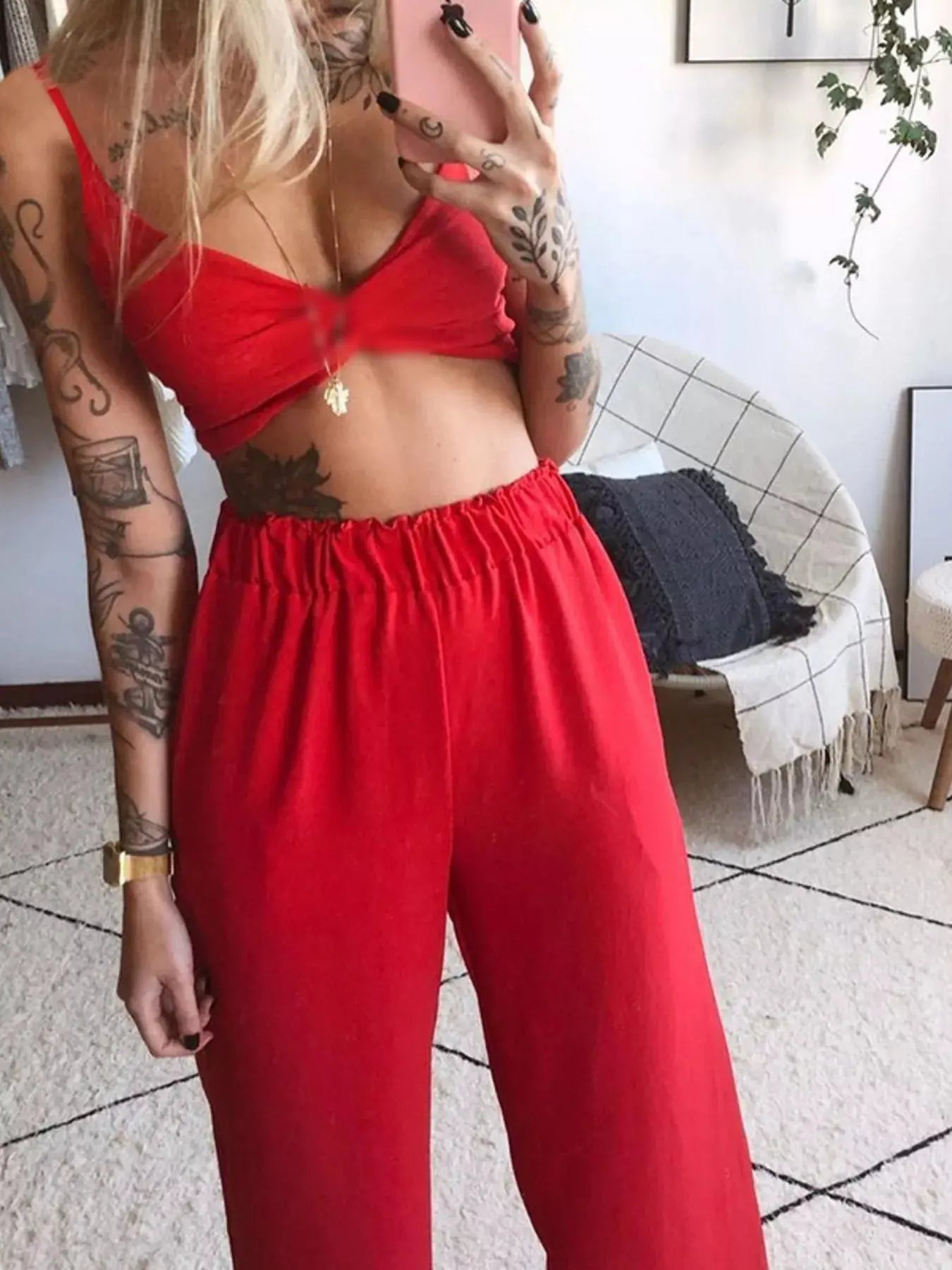 Boho Butterfly Print Top and Pants Set Simply Love