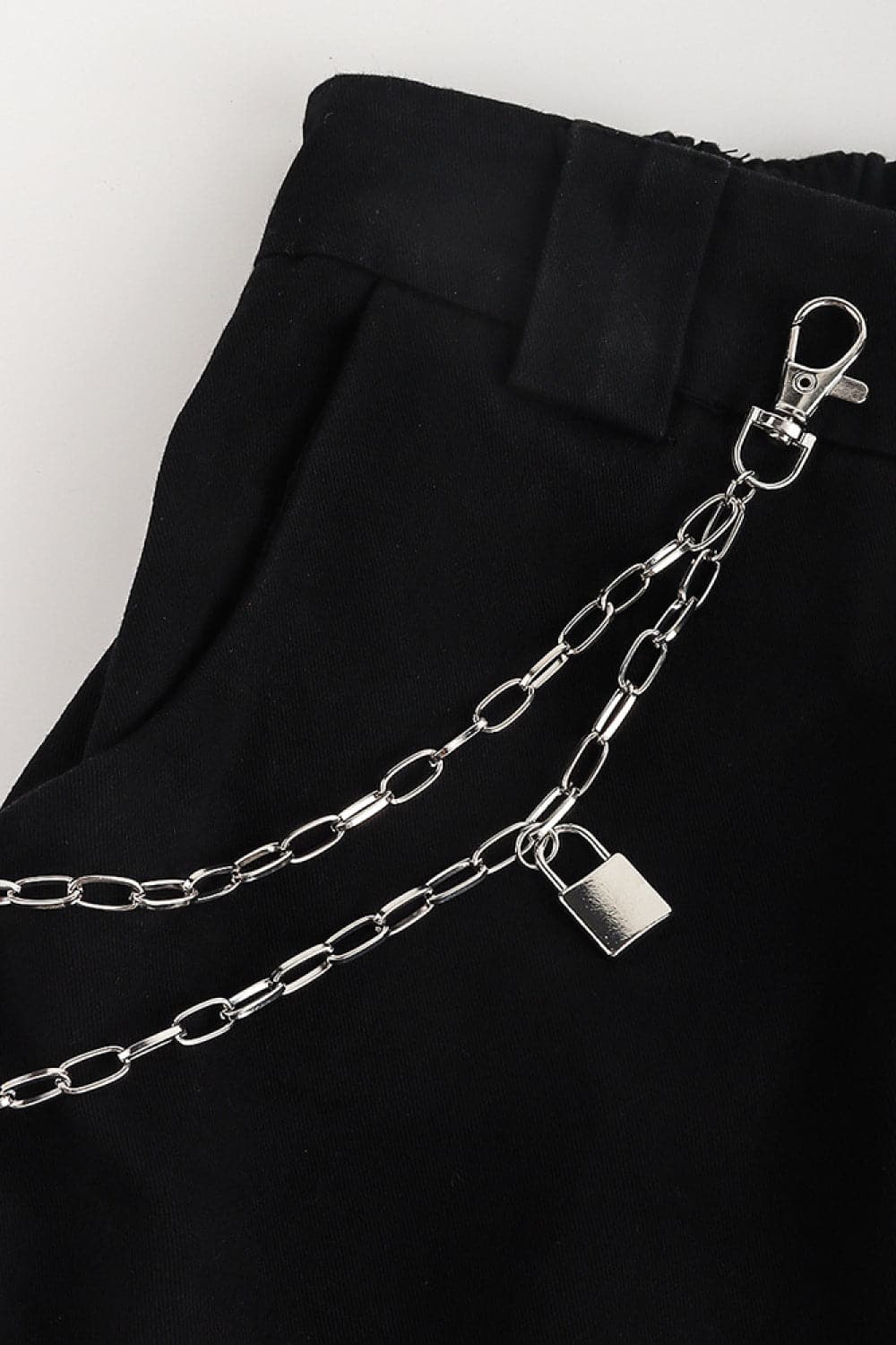 Double Layered Iron Chain Belt with Lock Charm.