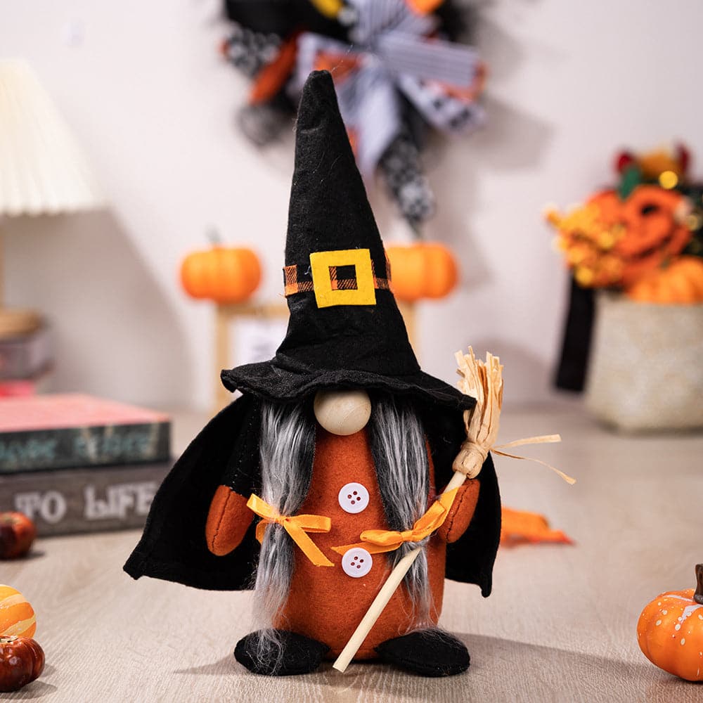 Faceless Halloween gnome with short legs