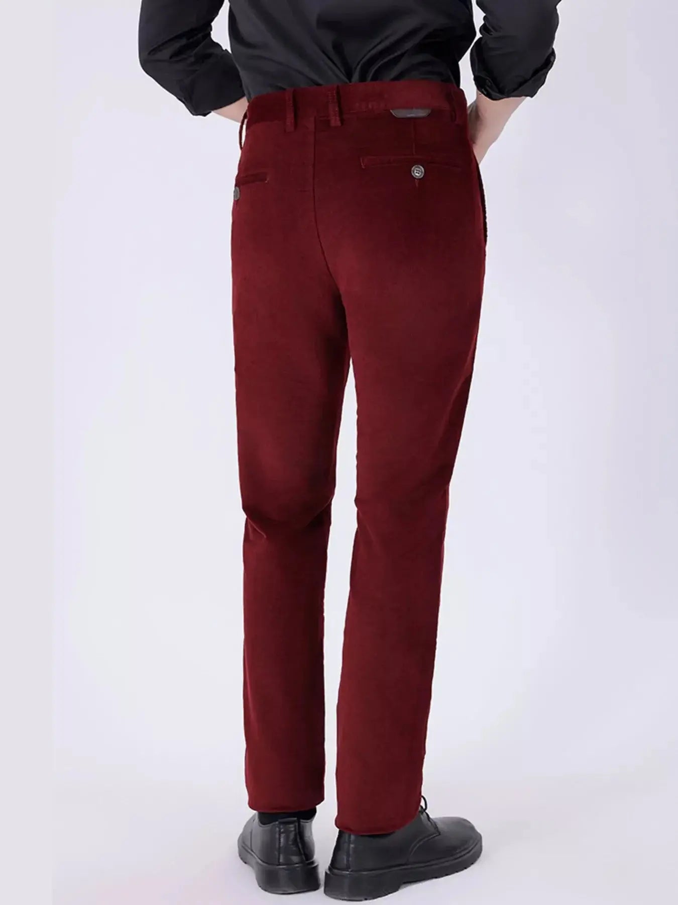 Men's Corduroy Slim Fit Pants In Burgundy For Everyday Wear Simply Love