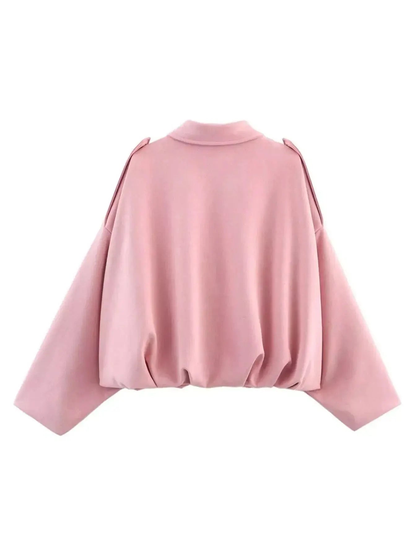 Collared Neck Dropped Shoulder Jacket Simply Love