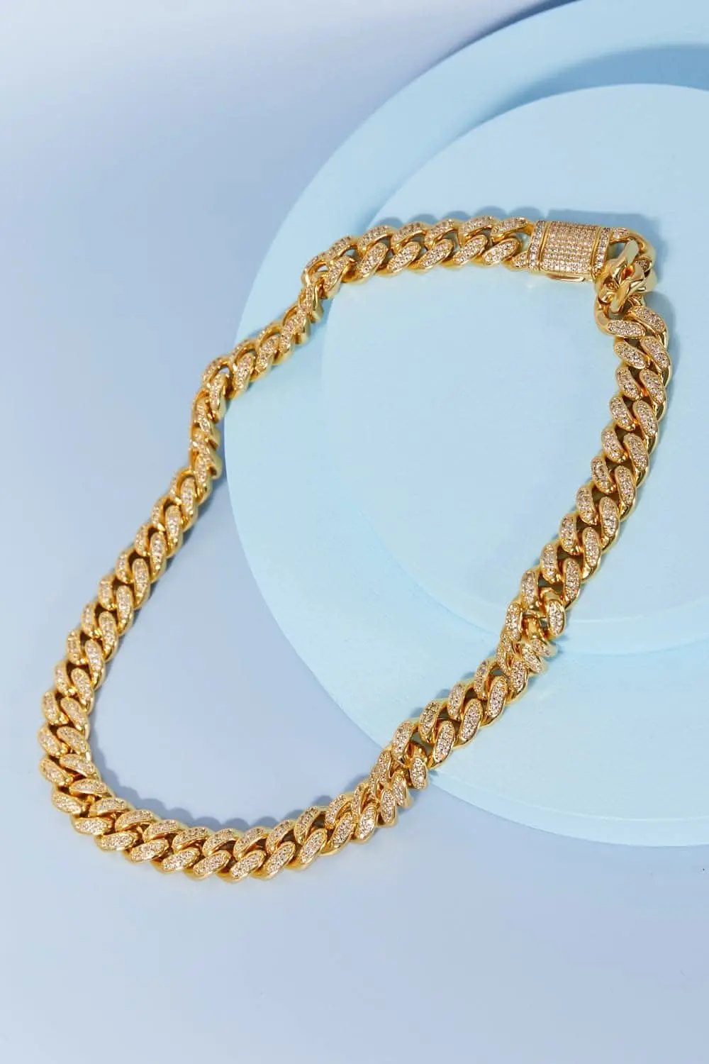 Brass curb chain necklace with cz accents - Love Salve 