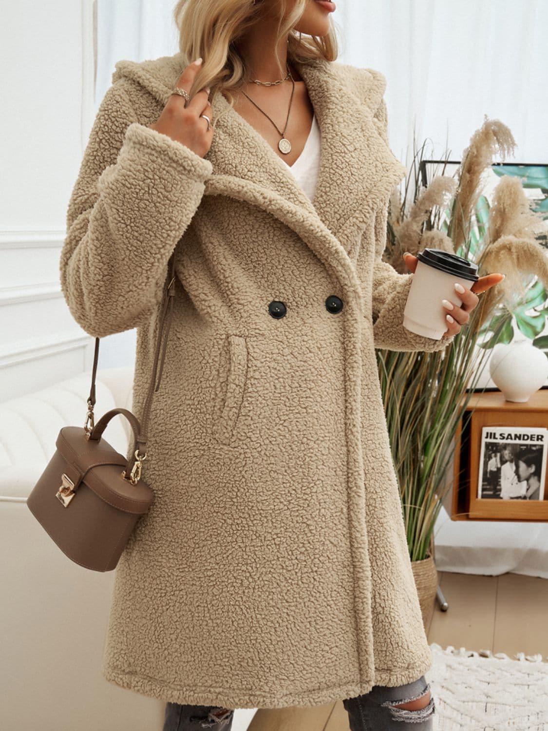 Cozy teddy coat with pockets