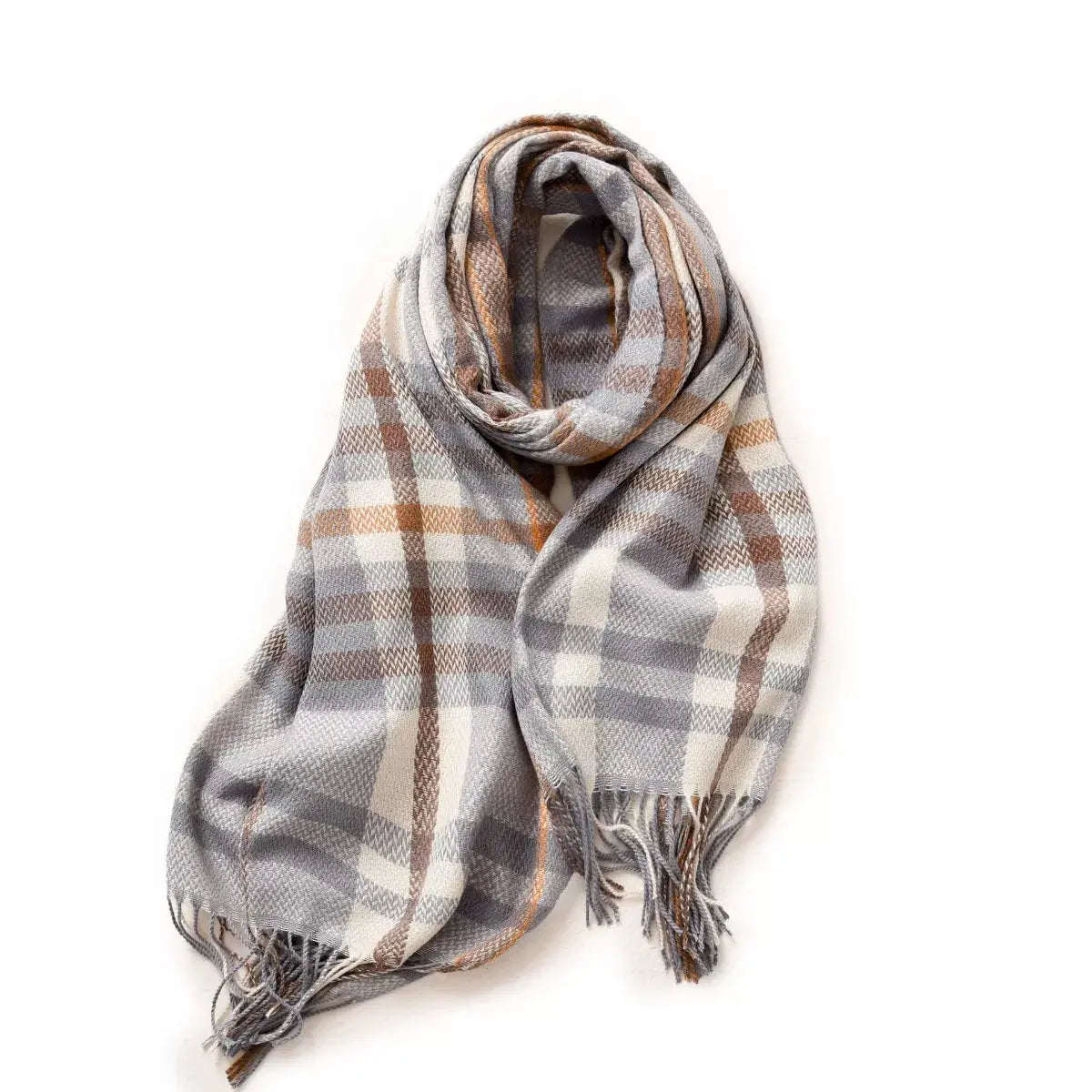 Warm Plaid Fringe Scarf Simply Love