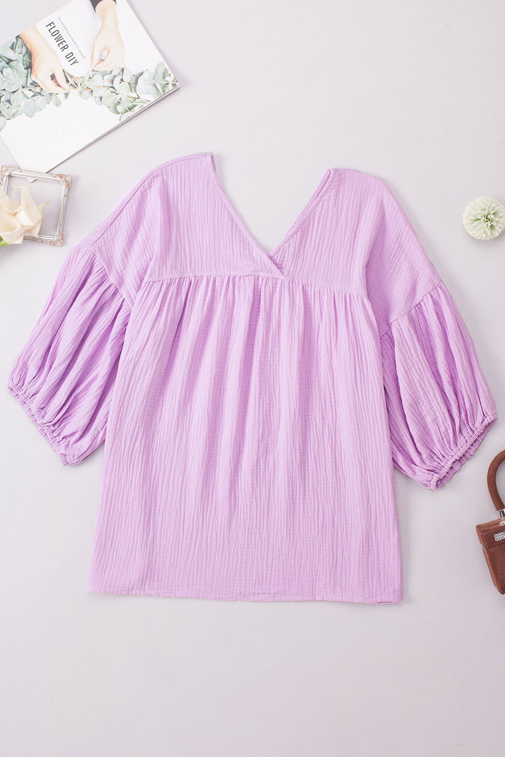 Dropped Shoulder V-Neck Blouse Coco’s Tee Boutique