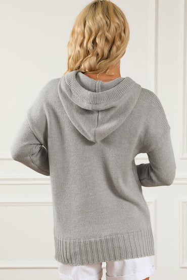 Drawstring Hooded Sweater with Pocket.