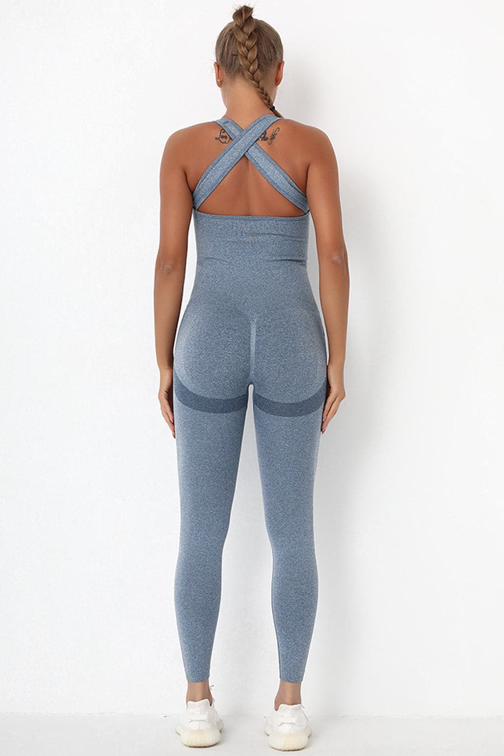 Crisscross Wide Strap Active Jumpsuit.