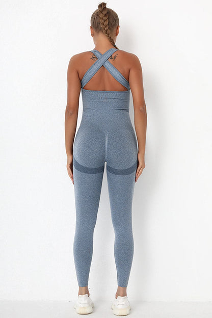 Crisscross Wide Strap Active Jumpsuit.