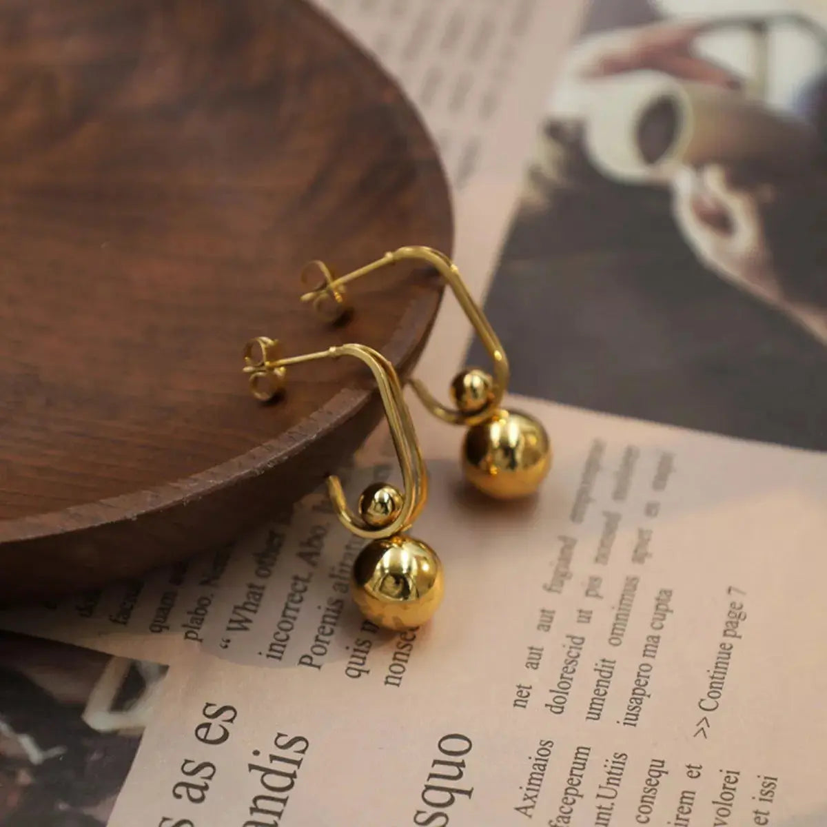 18K Gold-Plated Ball Drop Earrings Simply Love