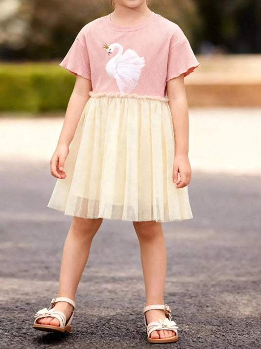Children's Swan Short Sleeve Tulle Dress Simply Love