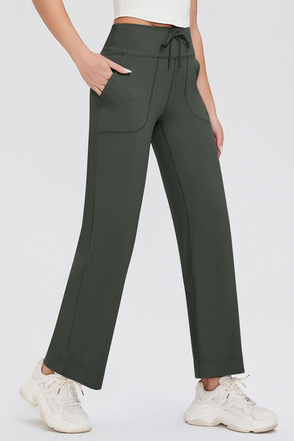 Essential Comfort Drawstring High Waist Pants with Pockets