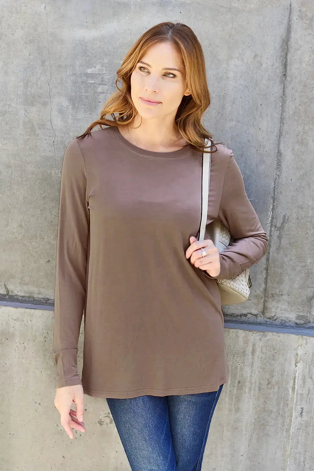 Basic Bae Full Size Round Neck Long Sleeve Top - Love Salve