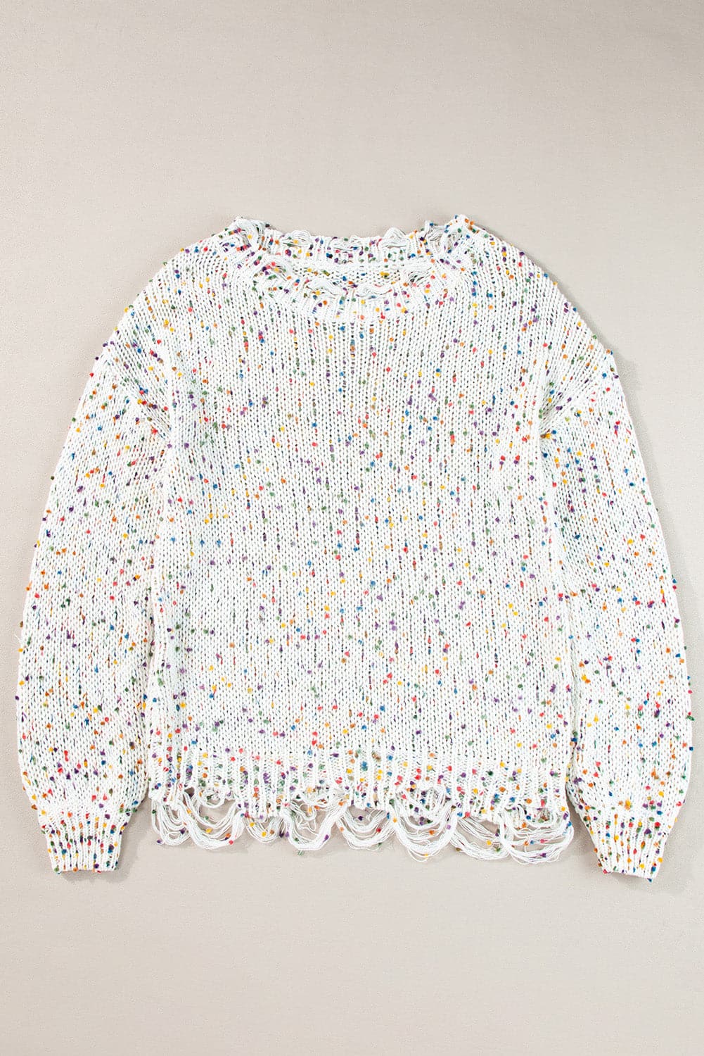 Confetti Round Neck Dropped Shoulder Sweater.