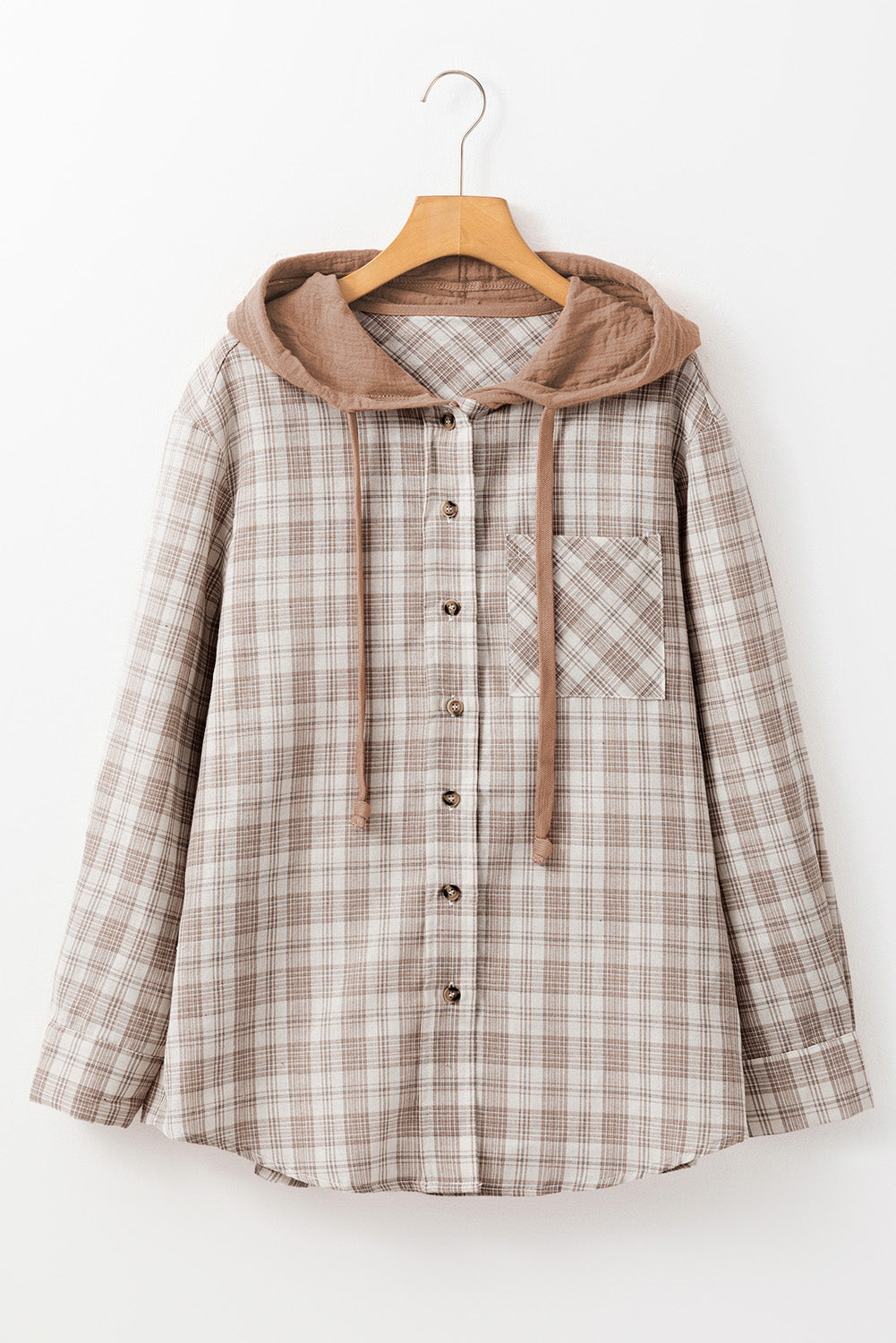 Ariella Checkered Loose Fit Buttoned Hooded Shacket - Love Salve 