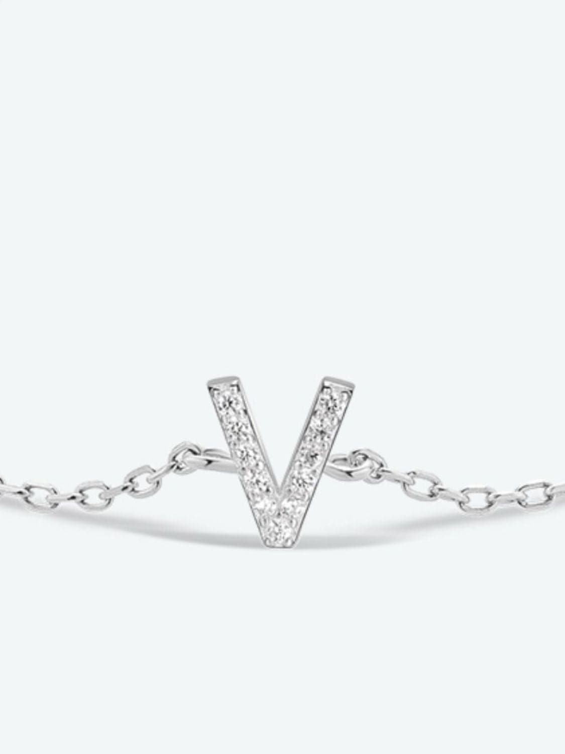 V To Z Zircon 925 Sterling Silver Bracelet.