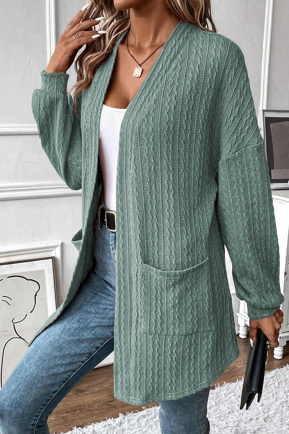 Canton Cozy Textured Knit Cardigan with Side Pockets