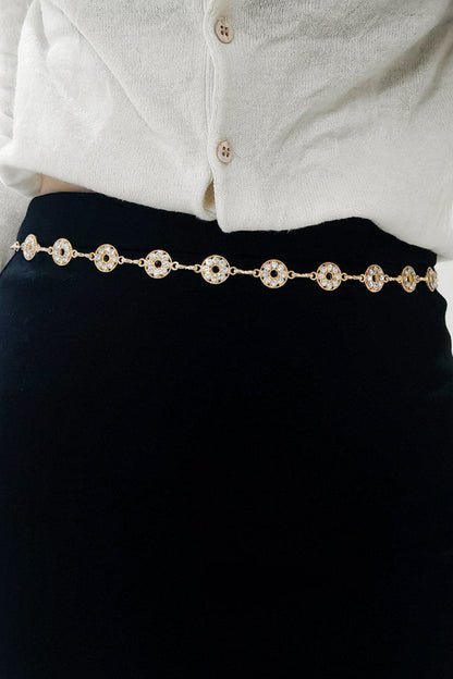 Rhinestone Decor Zinc Alloy Belt.