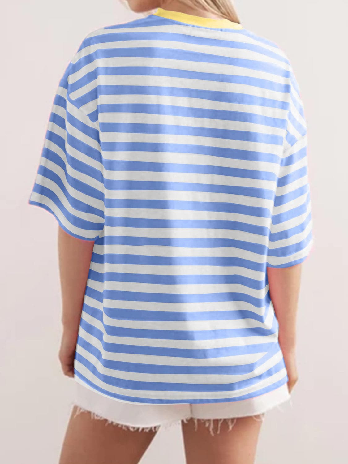 Striped Round Neck Half Sleeve T-Shirt.