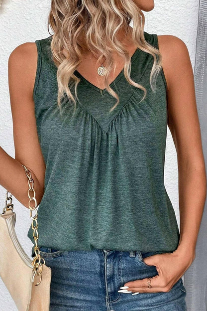 V-Neck Wide Strap Tank.