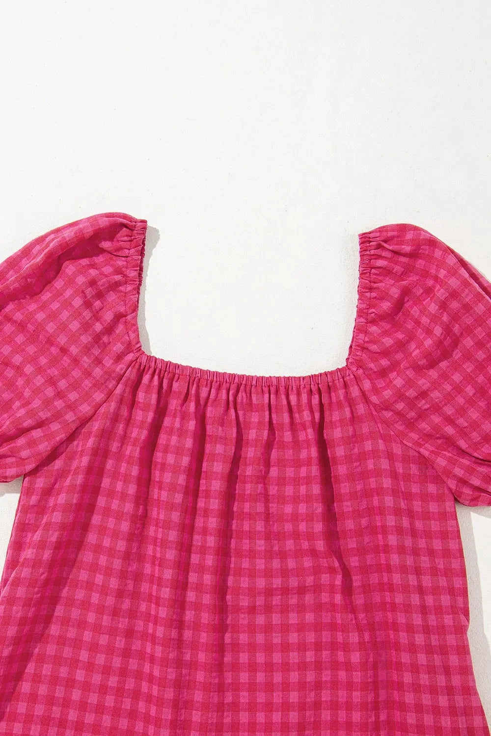 SYNZ Gingham Check Bubble Sleeve Ruffled Maxi Dress Simply Love
