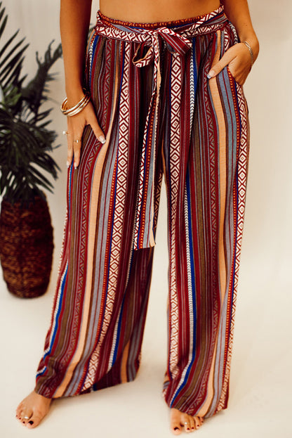 Bohemian red wide leg pants