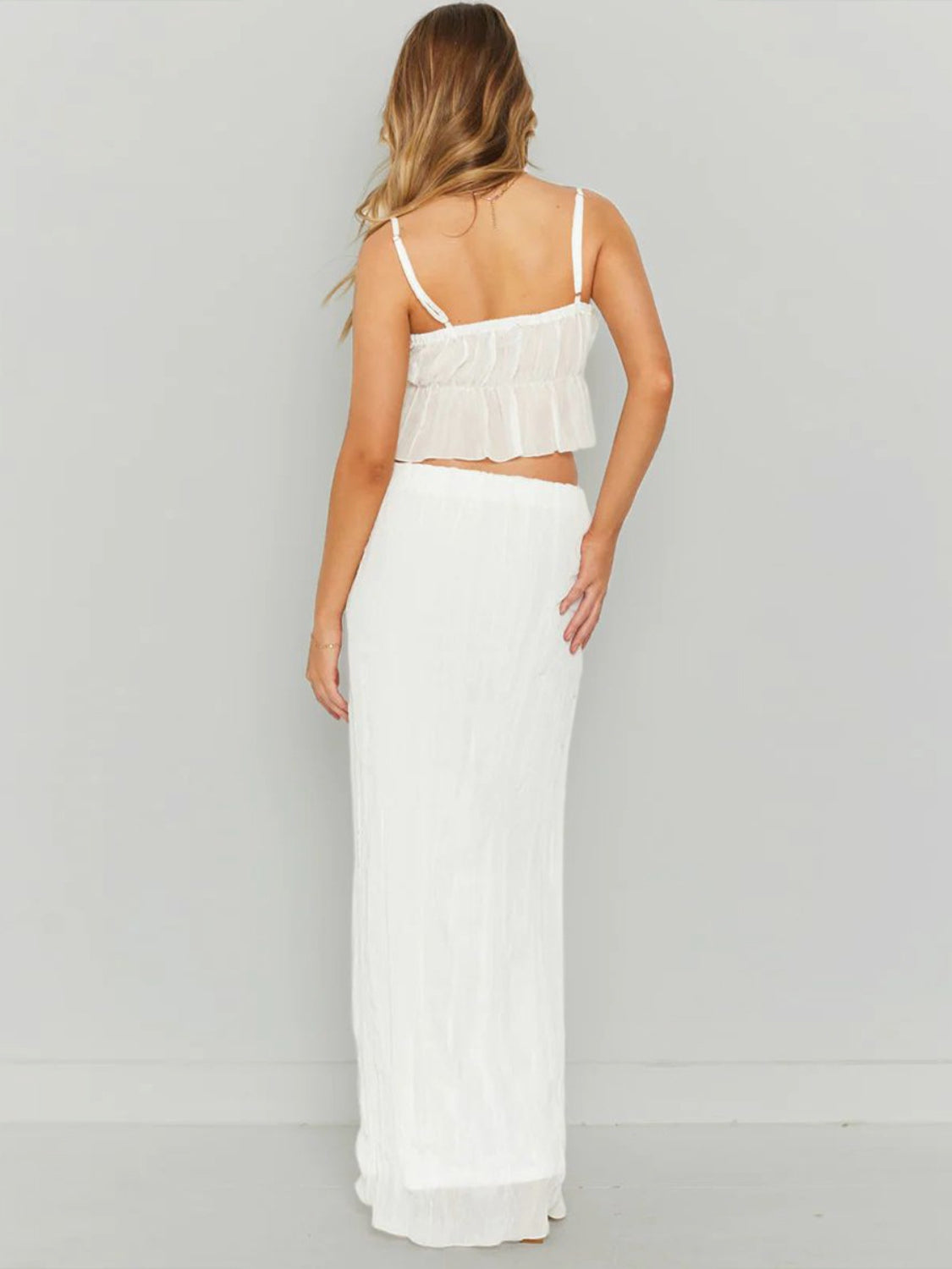 Square Neck Sleeveless Top and Ruched Skirt Set Coco’s Tee Boutique