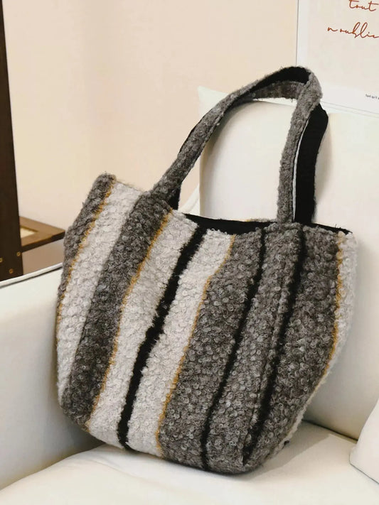 Reversible Striped Plush Tote Bag Simply Love
