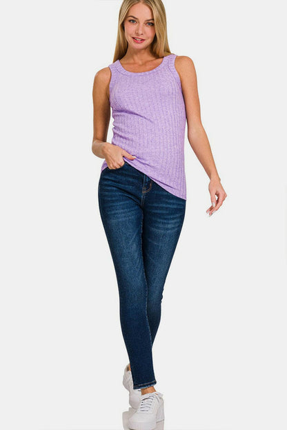 Zenana Ribbed Round Neck Tank.