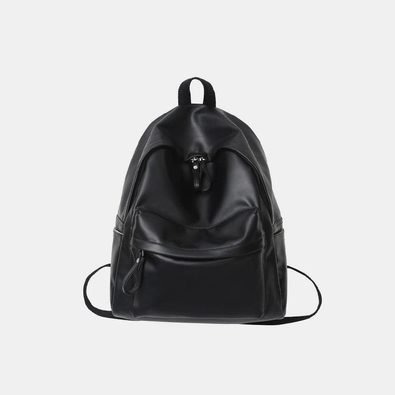 PU Leather Zip Backpack Bag.