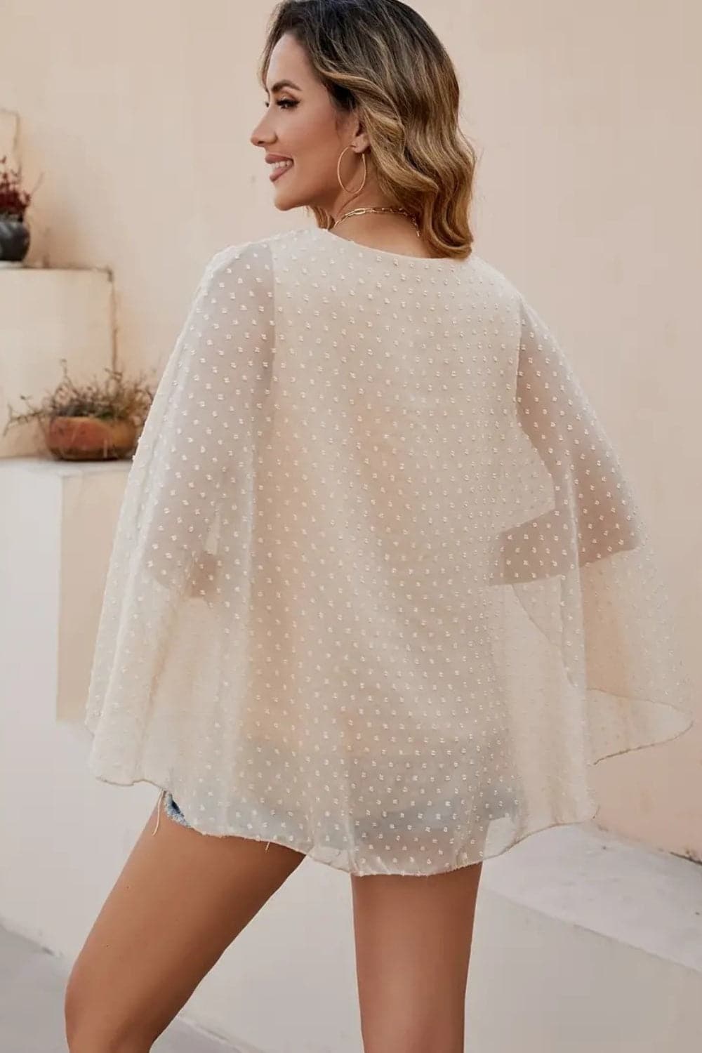 Chic Swiss Dot Sheer Blouse