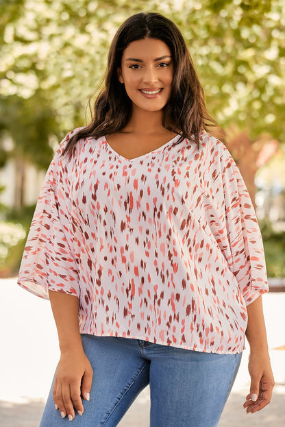 Chic pink dolman sleeve blouse for plus size fashionistas