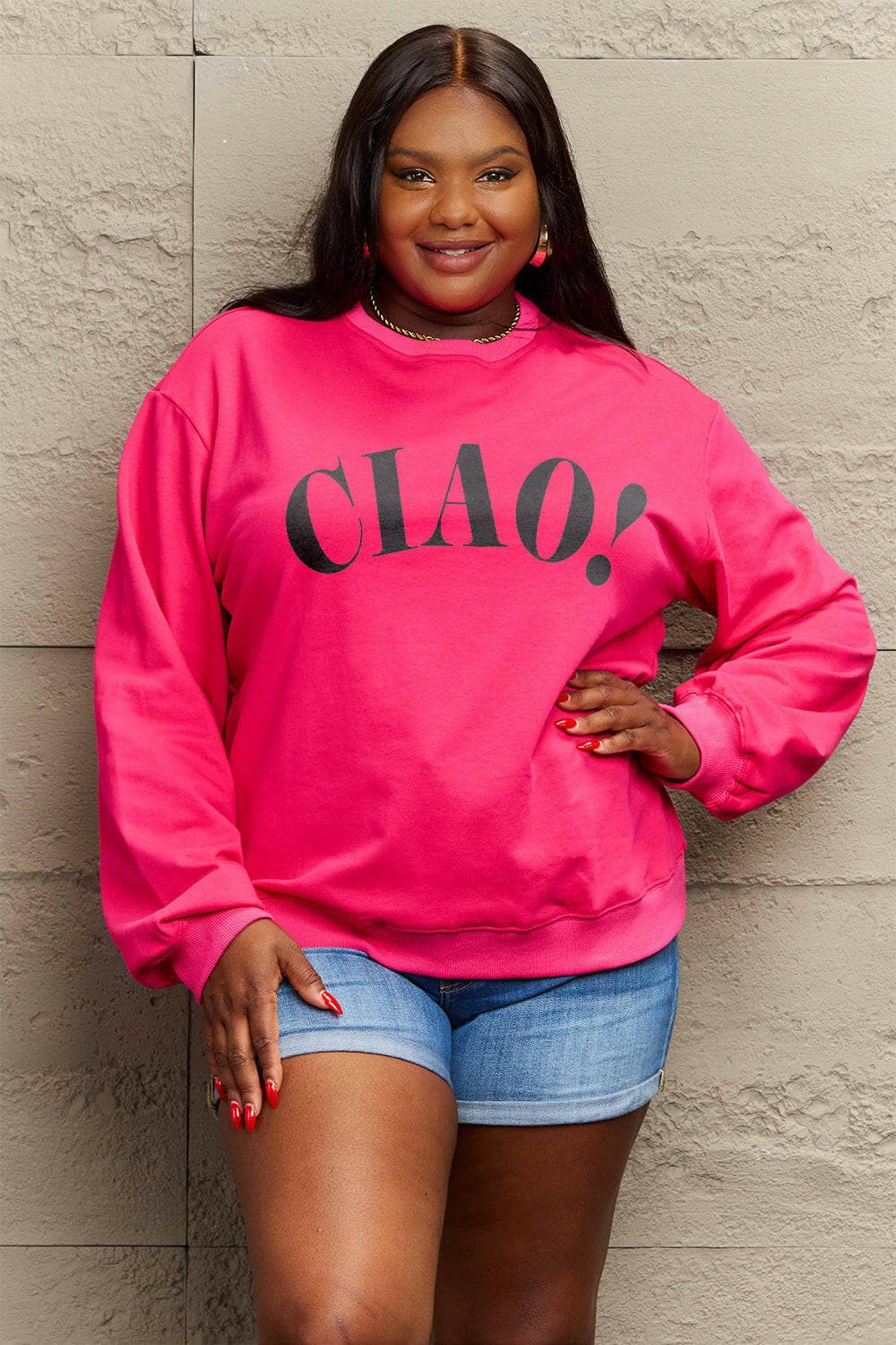 Simply Love Full Size CIAO！Round Neck SweatshirtSimply Love Full Size CIAO! Round Neck Sweatshirt
 Experience the perfect blend of comfort and style with our Simply Love Full Size CIAO! Round Neck Sweatshirt. CrafLove Salve Simply Love Full Size CIAO！Round Neck Sweatshirtplus