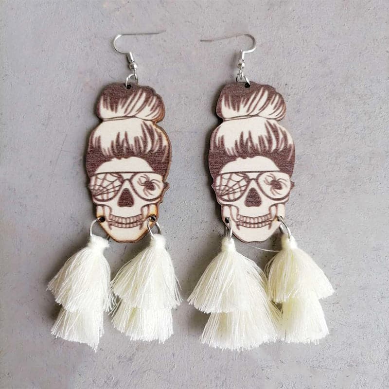 Whimsical spider-themed tassel earrings for urban chic style