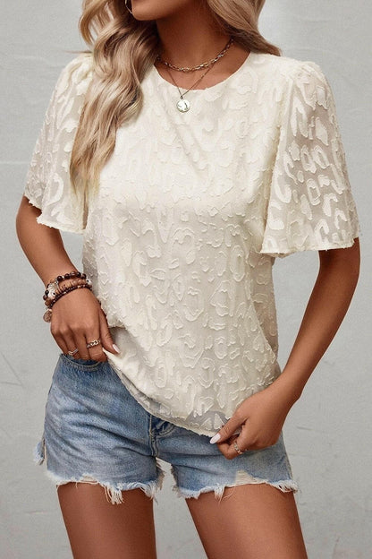 Round Neck Half Sleeve Blouse.