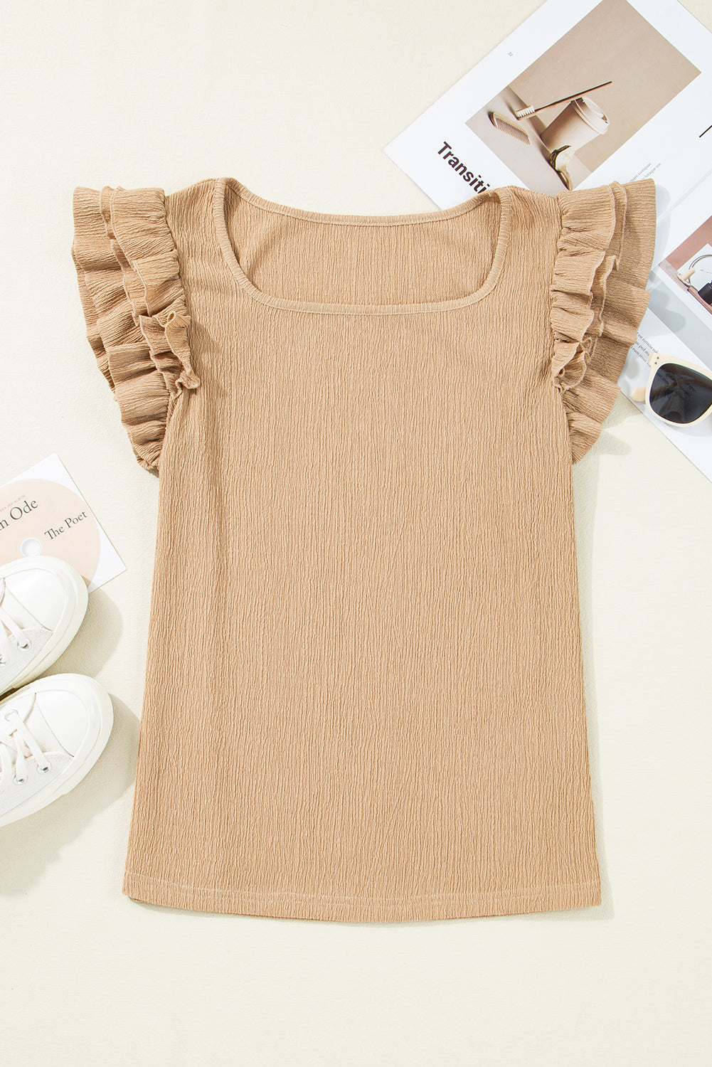 Nia Ruffled Tiered Sleeve Textured Blouse - Love Salve 