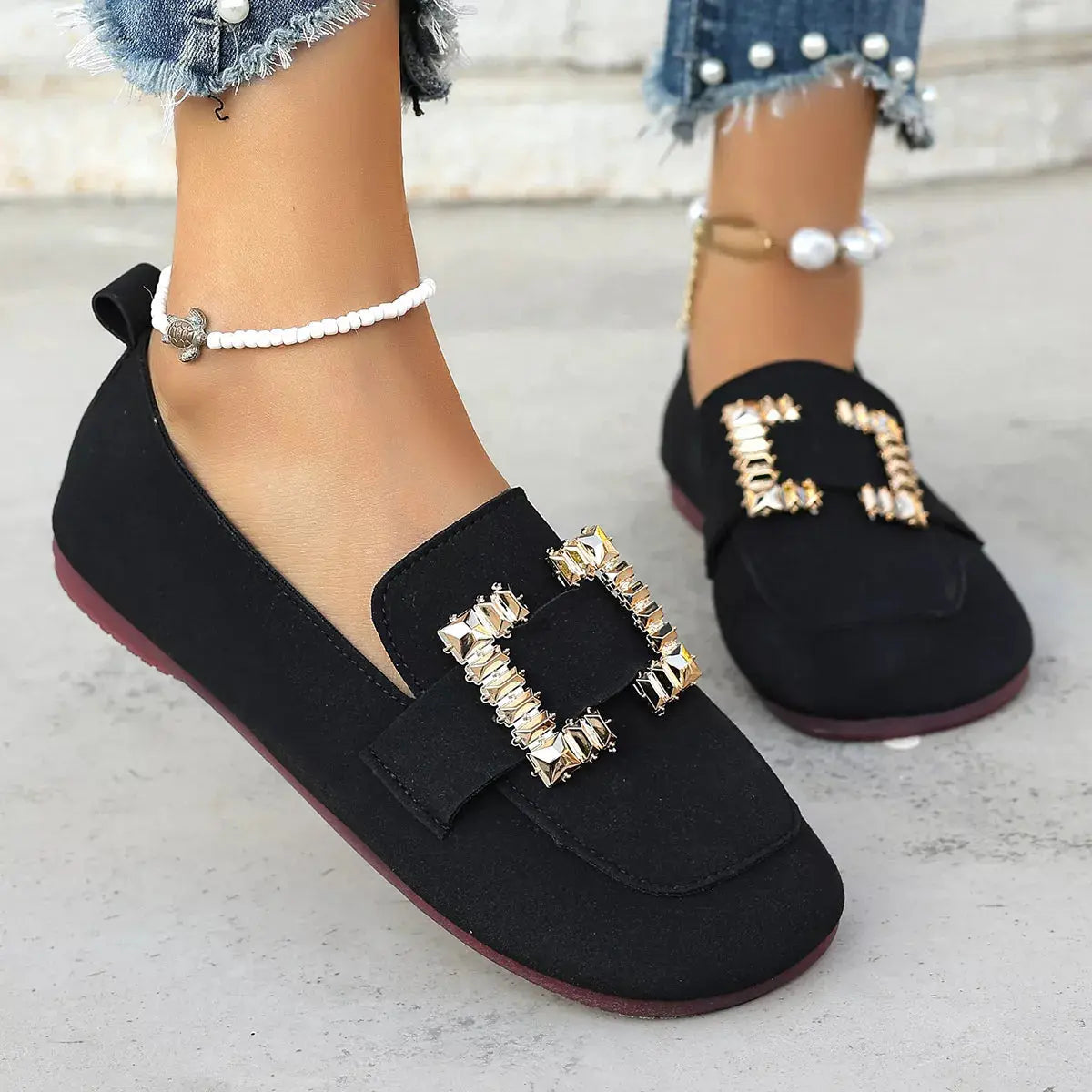 Decor Buckle Round Toe Slip-On Simply Love