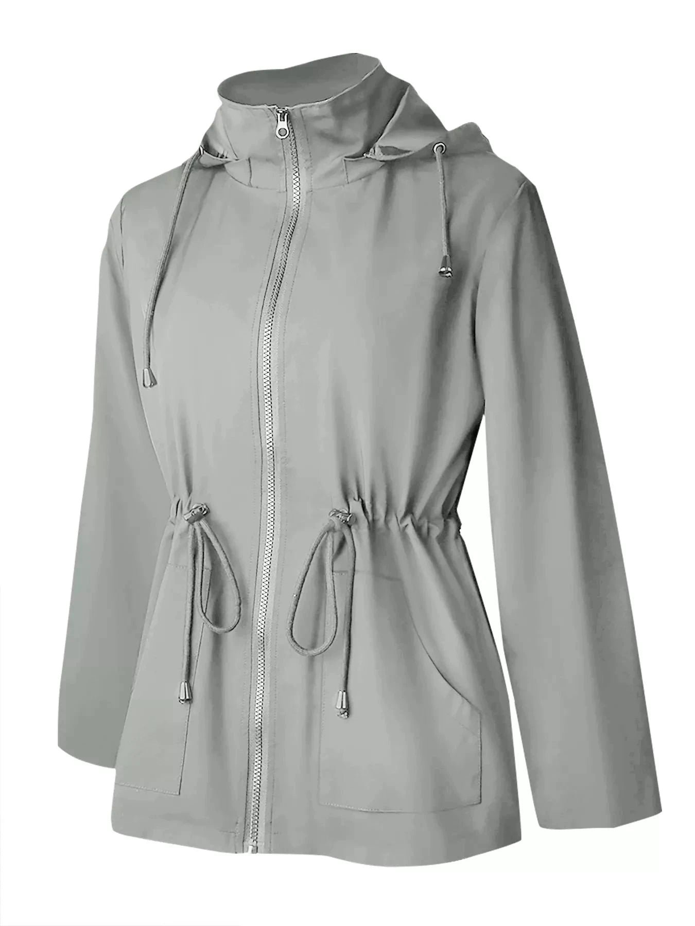 Zip Up Waterproof Hooded Outerwear With Pockets And Drawstring Simply Love