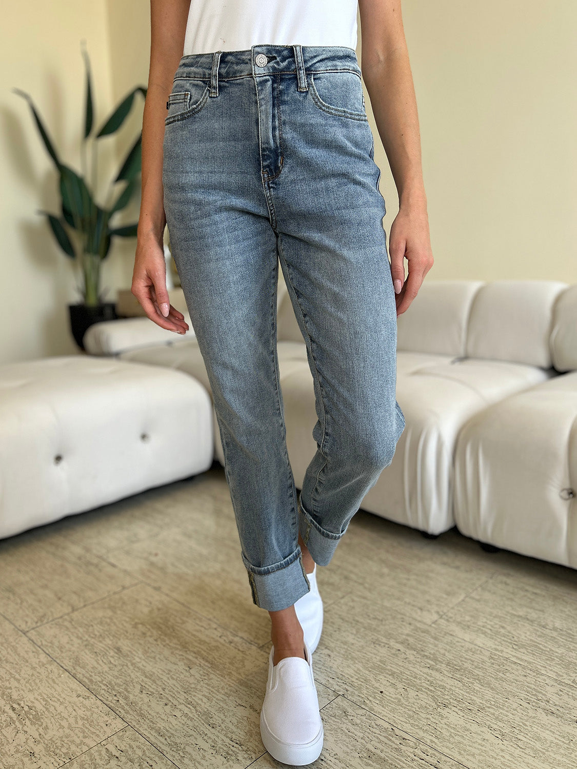 Judy Blue Full Size High Waist Cuff Hem Skinny Jeans Coco’s Tee Boutique