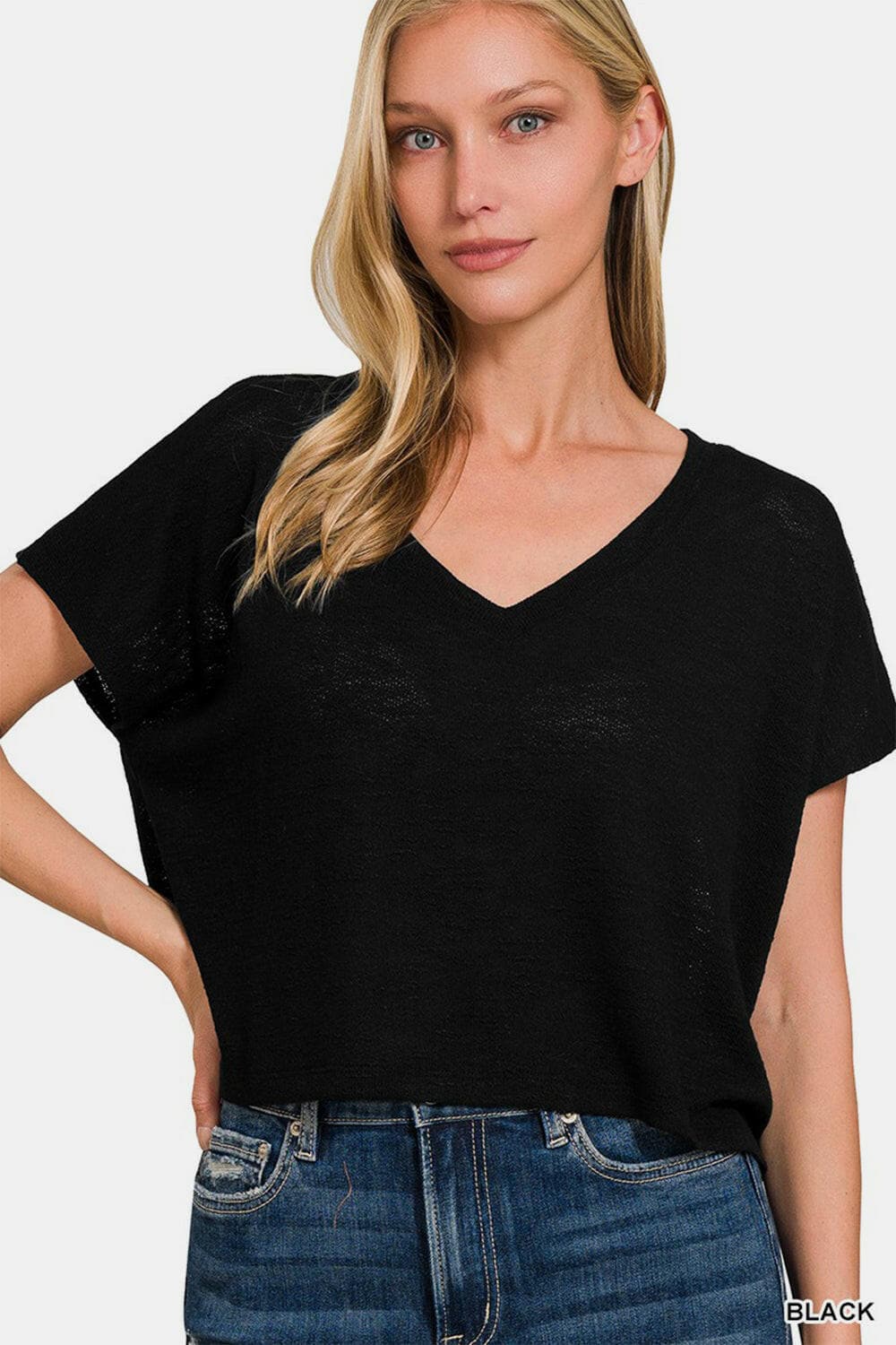 Zenana V-Neck Short Sleeve Crop T-ShirtExperience Effortless Style with the Zenana V-Neck Short Sleeve Crop T-Shirt
 The Zenana V-Neck Short Sleeve Crop T-Shirt is not just another addition to your wardroLove Salve -Neck Short Sleeve CropTIKTOK