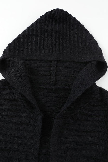 Open Front Longline Hooded Cardigan.