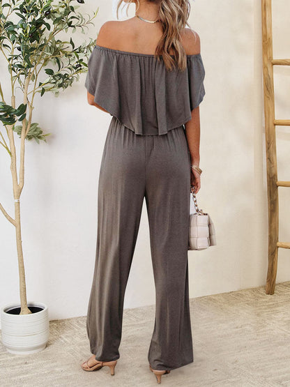 Ruffled Off-Shoulder Jumpsuit.