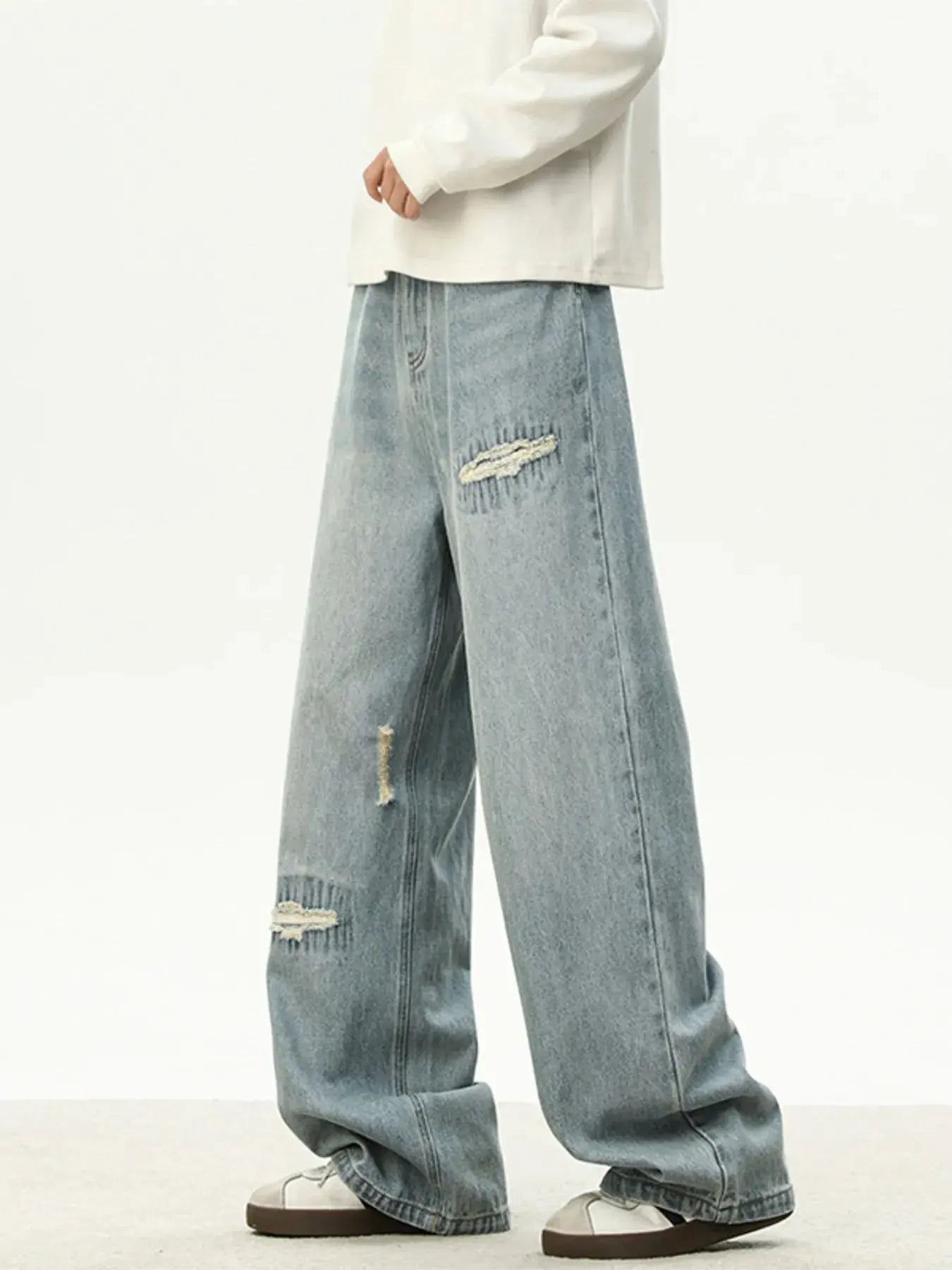 Men's Full Size Distressed Wash Loose Fit Jeans Plus Size Simply Love