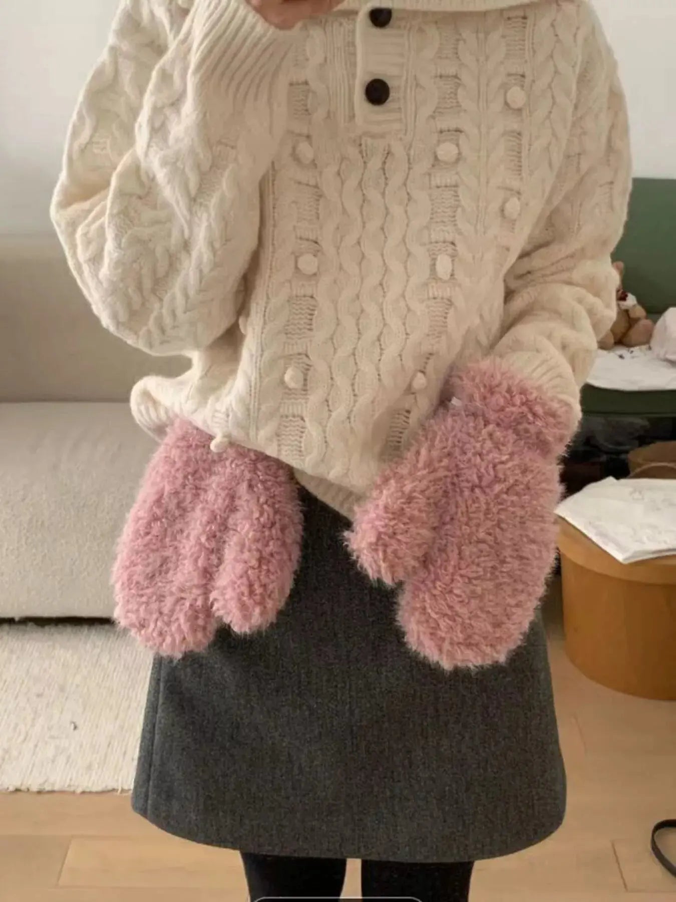 Fluffy Knit Mittens Gloves Simply Love