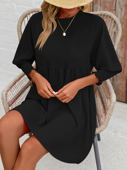 Round Neck Lantern Sleeve Mini DressFeatures: Basic style
Sheer: Opaque
Stretch: Slightly stretchy
Body: Not lined
Material composition: 100% polyester
Care instructions: Machine wash cold. Tumble dry Love Salve Round Neck Lantern Sleeve Mini Dress