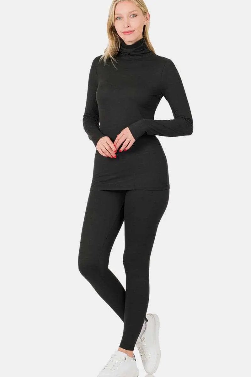 Cozy turtleneck and leggings set by Zenana - Love Salve 